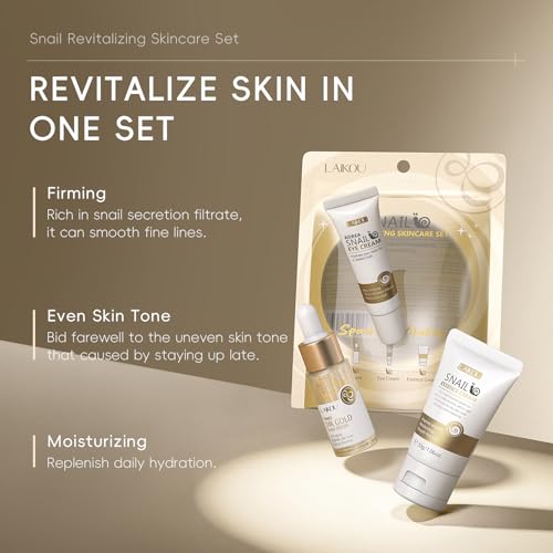Korean Skin Care, Skin care set, Skin Care Kit Snail and Ginseng with Eye Cream, Serum, Essence Cream 3pcs for Women Teen Girls Mom Daughter Mother's Day Birthday
