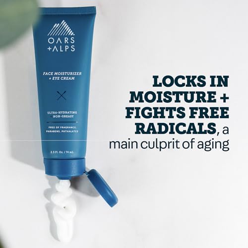 Oars + Alps Face Moisturizer and Eye Cream, Face Lotion with Aloe Leaf Juice and Vitamin E, Long Lasting, Hydrating Cream, TSA Friendly, 2.5 Fl Oz, 2 pk