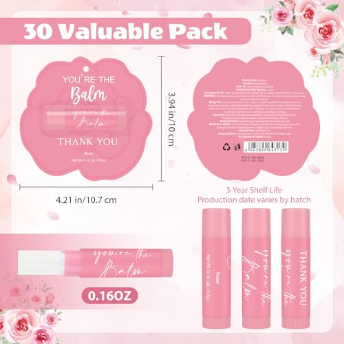 Thank You Rose Lip Balm Set - 30 Pcs Bulk Gifts for Wedding Bridal Shower Bachelorette Baby Shower Party Favors - You Are The Balm Variation of THIS listing