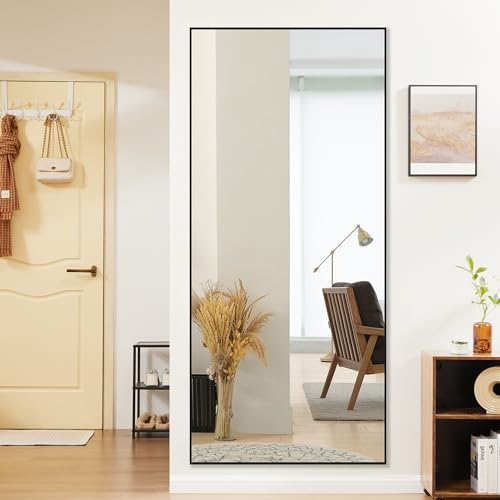 OLIXIS 64x21.5 Inch Full Length Standing Mirror with Black Frame - Bedroom Body Mirror