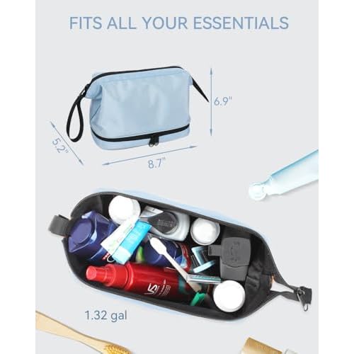 Travel Toiletry Bag, Hanging Toiletry Bag with Wet & Dry Compartments for Women and Men, Portable Makeup Bag with Smooth Zippers, Built to Last for Home, Travel, Gym, Easy to Clean