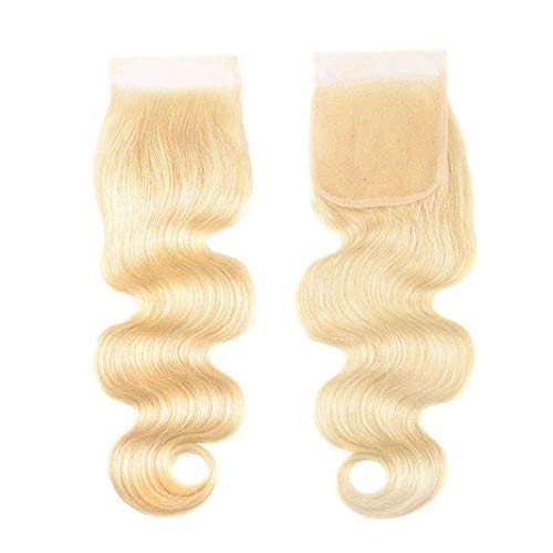 InsQueen 613 Blonde Human Hair Bundles with Closure 10-20 Inch Body Wave 4x4 HD Lace