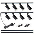 Black 8-Light GU10 Track Lighting Kit with Power Cord - Modern Ceiling Spotlight