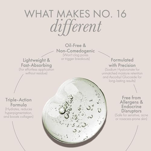No.16 Glow Face Serum ? Hyaluronic Acid Serum for Face with Vitamin C for Hydration, Brightening & Even Skin Tone ? Gentle, Fragrance-Free for Sensitive Skin, 30mL