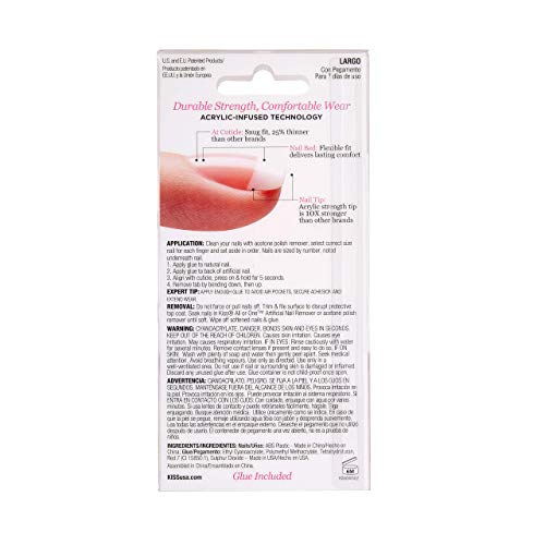 Kiss Salon Acrylic French 28 Count Long Length Nude (Pack of 6)