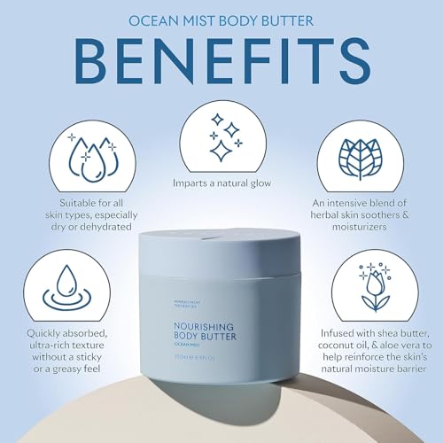 Ocean Mist Dead Sea Body Butter - Ultra-Rich Shea & Coconut Oil Moisturizer for Dry Skin