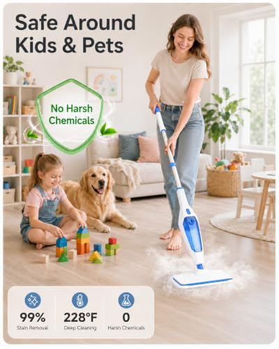 Blue SENMO 14-in-1 Steam Floor Mop & Handheld Cleaner for Home & Car Cleaning