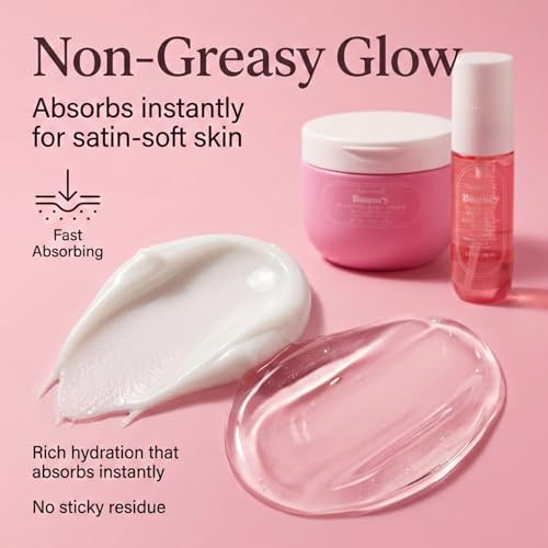 NATURE WELL Bouncy Plumping Body Oil & Body Cream Bundle, Fast-Absorbing, Designed to Support Skin Elasticity, Smoothness, & Bounce, Scented with Tuberose, Dragonfruit, Lychee & Golden Amber