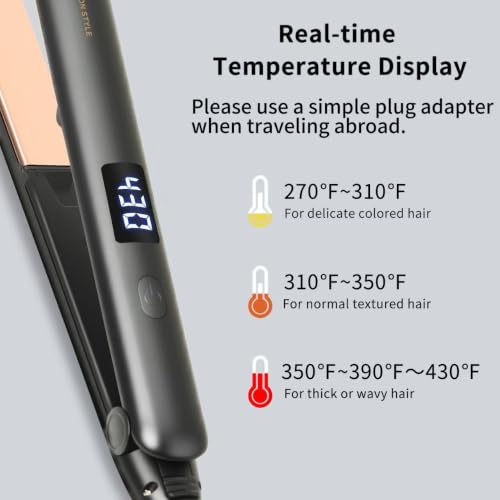 Dual Voltage Titanium Ceramic Hair Straightener with 5 Heat Settings