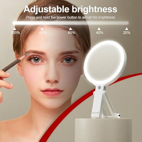 LED Lighted Makeup Mirror with 10X Magnification, 3 Light Modes, Rechargeable Vanity Mirror with Adjustable Stand