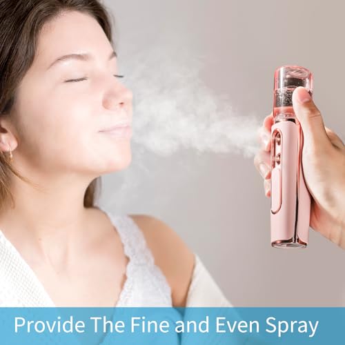Nano Mister for Eyelash Extensions, Portable Facial Mist Sprayer with 2 Nozzles, 30ml Water Tank - USB Rechargeable Handheld Face Atomizer for Makeup and Skin Hydration - Green