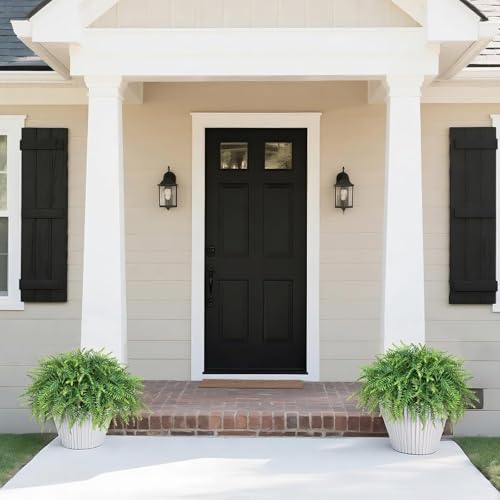 Artificial Boston Fern Plants Set for Front Porch Decor - Green, 17 Inch