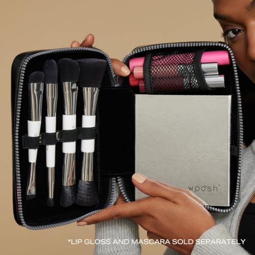 Woosh Fold Out Makeup Case Black - Travel Hard-Sided Brush & Palette Organizer