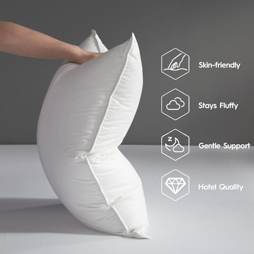 Globon Standard Size Feather Down Pillow – Medium Firm Hotel-Quality Support