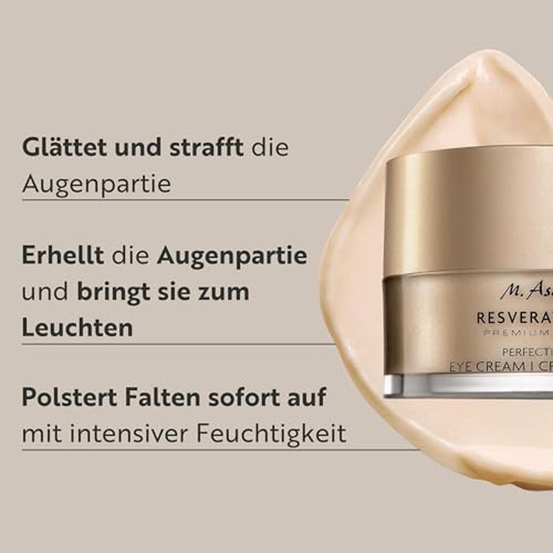 M. Asam Resveratrol Premium NT50 Perfecting Eye Cream ? Anti-aging under eye cream with resveratrol & hyaluronic acid to smooth wrinkles & fine lines, vegan formula, 1.01 Fl Oz