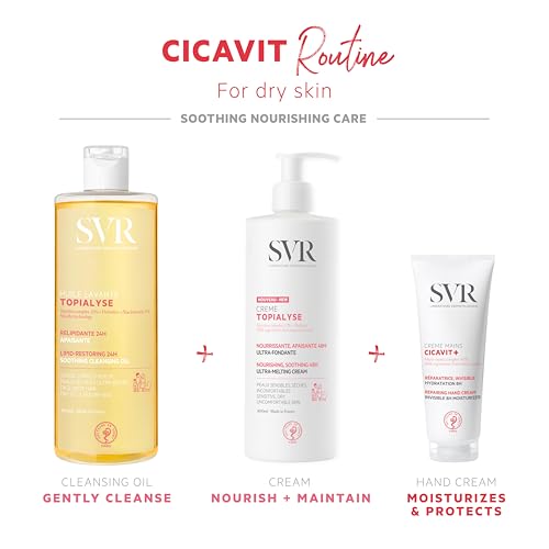SVR Cicavit+ Hand Cream With Glycerin, Prebiotic & Coconut Oil. 8hr Protection For Extremely Dry Damaged Hands. Fragrance Free Moisturizer That Absorbs Quickly & Brings Immediate Relief. 2.5 Fl.oz.