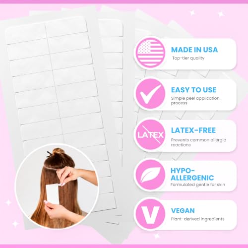 Big Kizzy Double Sided Hair Extension Tape - Extra Hold, 144 Tabs (Replacement for Tape Ins)