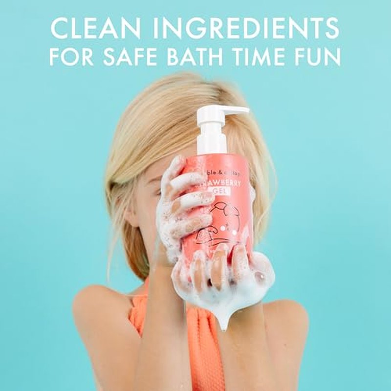 Dabble & Dollop All Natural Strawberry 3-in-1 Body Wash, Shampoo & Bubble Bath for Kids ? Tear-Free, Gentle, Hypoallergenic, Vegan, No Parabens or Sulfates (10 fl oz, Pack of 2)