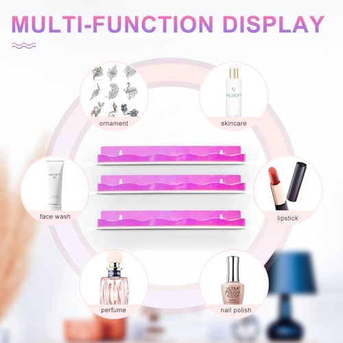 6 Packs Iridescent Nail Polish Wall Mounted Organizer, 15" Rainbow Floating Shelves, Acrylic Nail Polish Wall Rack for Paint, Tattoo Ink, Essential Oils, Makeup Storage Display Stand
