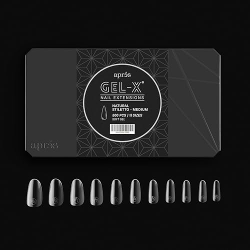 Apres Gel-X¢ç Natural Round Tip Box | 500pc Gel-X Tips, 11 Sizes 00-9, Premium Quality (Natural Round Medium, 500)