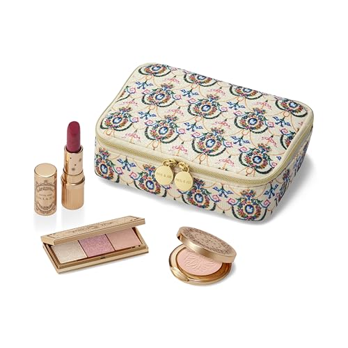 Paul & Joe Makeup Collection 002 Headpiece, Holiday Gift Set with Eyeshadow Trio - Rose Palette, Lipstick, Highlighter & Pouch, Inspired by 1920s Glamour