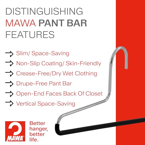 Set of 30 Non-Slip Space Saving Clothes Hangers for Pants - Black
