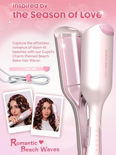 SHEGLAM Pink 1-Inch Beach Wave Hair Waver - Hair Styling Tool for Waves