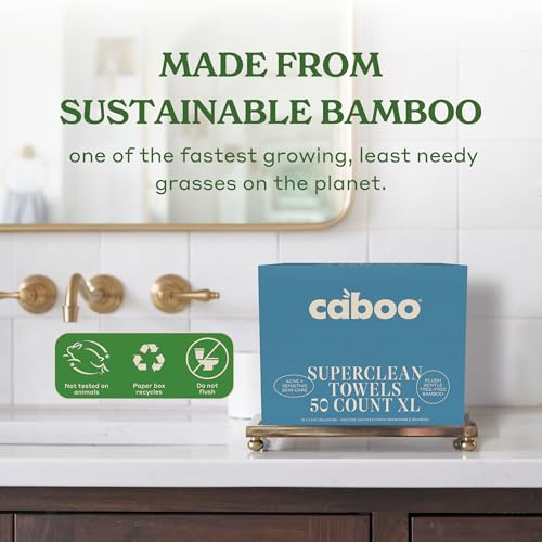 Caboo Tree Free Disposable Face Towels ? 50 Soft, Lint-Free Towels | Extra-Large 10x11.5¡± | Gentle Alternative to Makeup Wipes & Washcloths