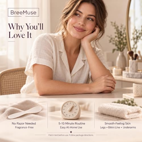 BreeMuse Painless Hair Removal Cream for Women - Fast 5-10 Min Body Depilatory for Sensitive Skin