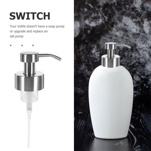 3Pcs Thread Mouth Foaming Soap Dispenser Pump Stainless Steel Replacement Lotion Shampoo Bottle Pumps for Bathroom Countertop