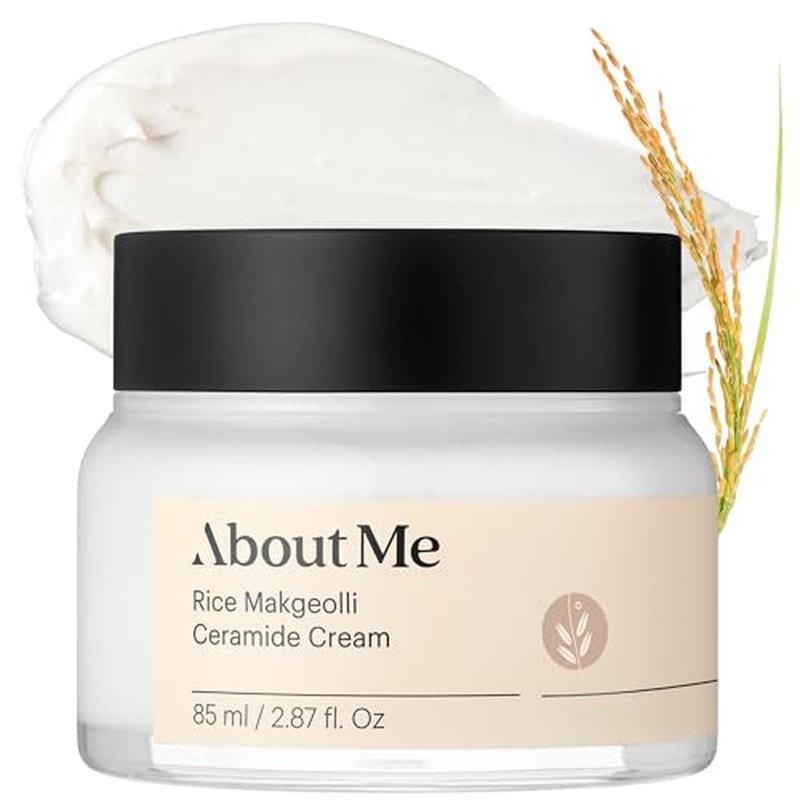 About Me Rice Makgeolli 6 Ceramide Cream ? Fermented Rice Face Moisturizer for Dry Sensitive Skin, Rich Mochi Texture with Shea Butter & Galactomyces, Vegan Fragrance-Free 2.87 oz (85ml)