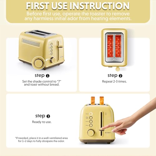 2-Slice Toaster with Wide Slots and 7 Shade Settings - Mellow Yellow