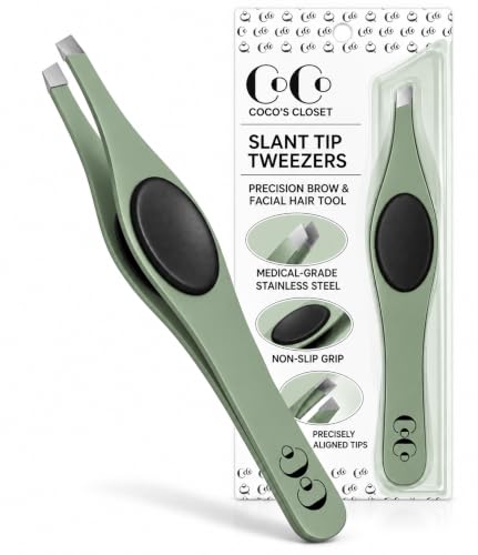 Precision Facial Hair Tweezers with Slant Tip - Eyebrow Plucker for Women and Men