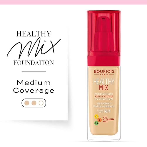Bourjois Healthy Mix Anti-Fatigue Foundation 51 Light Vanilla 30ml | Medium Coverage, Hydrating & Radiance Boosting