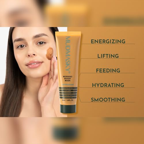 MUDMASKY Morning Boost Mask 60ml ? Energizing Clay Face Mask for Beauty & Skin Care, Hydrating & Lifting with Coffee, Moroccan Lava Clay, Indonesian Flowers ? Moisturizing & Smoothing