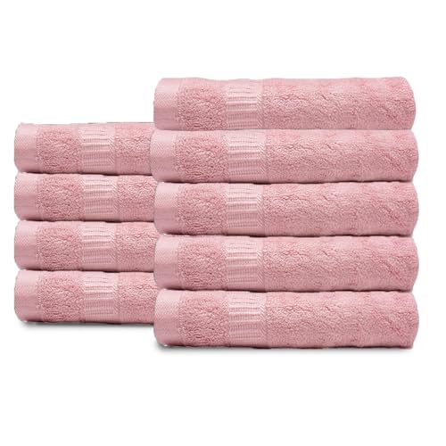 MUSH Rayon Derived from Bamboo Face Towel Washcloth | Ultra Soft, Absorbent Towel for facewash, Gym, Pool, Travel, Spa, and Yoga | 500 GSM 13 x 13 Inches | Pack of 9, Pink