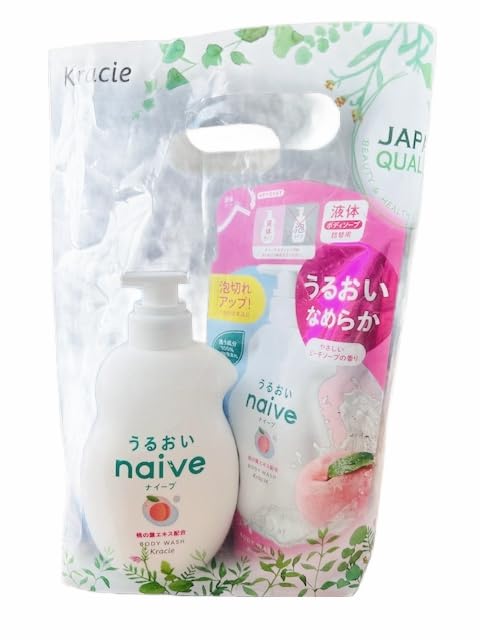 Peach Body Wash Set - Gentle Moisturizing Cleanser with Refill | 530ml + 360ml