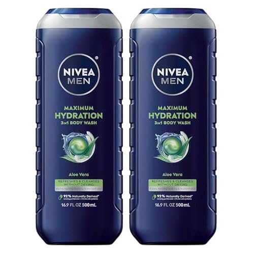 Nivea Men Maximum Hydration 3-in-1 Body Wash, 16.9 fl oz (Pack of 2)
