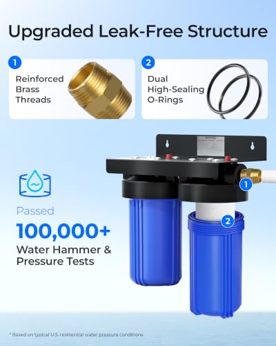 Waterdrop Whole House Water Filter with Iron Manganese & Chlorine Reduction - Compatible with WHF21-FG