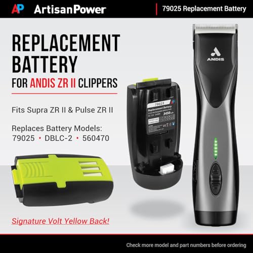 High Capacity Replacement Battery for Hair Clippers Supra ZR II & Pulse ZR II - 3450mAh Lithium Ion
