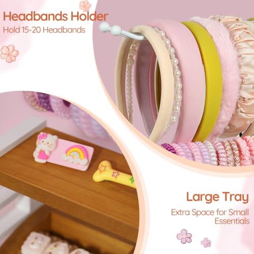 JAZUIHA White Headband Holder Stand for Hair Accessories Organizer with Dividers