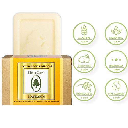 Olivia Care Mandarin & Olive Oil Organic Vegan Bath Bar Soap Pack of 4 - 8oz Each