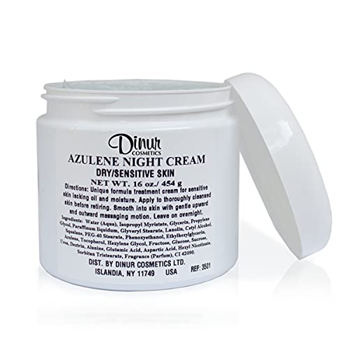 Dinur Cosmetics Azulene Night Cream for Dry/Sensitive Skin Good for Hydration Intensive Care Tightens Skin 16 oz./ 454 g