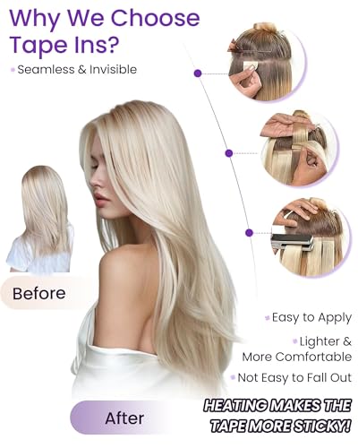 Light Brown to Blonde Tape-In Hair Extensions - 12 Inch, 20 Pieces, Ombre Variation