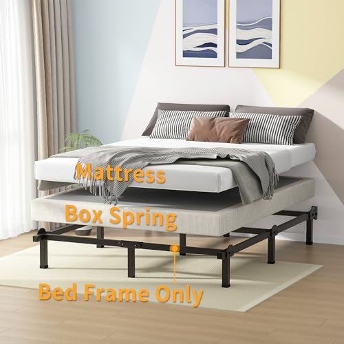 Superay Metal Bed Frame - Black King 8-Inch Bed Base with 9 Legs