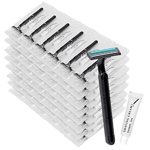 Disposable Razors in Bulk with Shaving Cream - 100 Pack, Double Blade Men's Safety Razors
