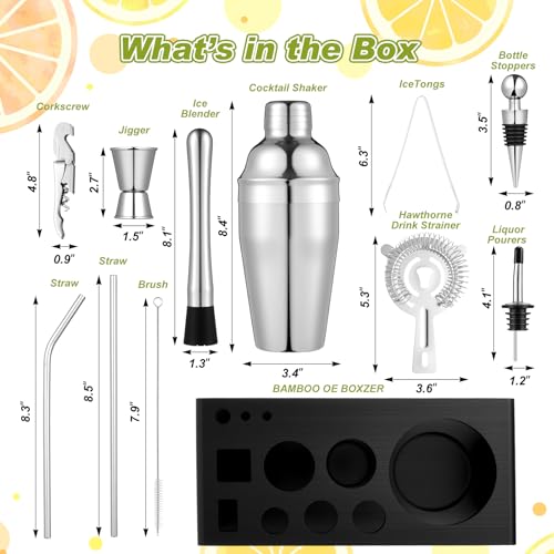 Bar Supplies Kit with Garnish Tray and Cocktail Shaker Set - 5 Compartments