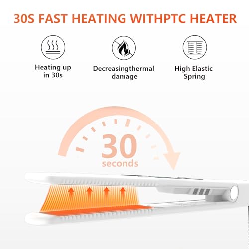 White 1-Inch Hair Straightener - Fast Heating Dual Voltage Flat Iron for Frizz-Free Shine