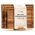Acacia Cutting Boards Set - 4-Piece Kitchen Chopping Boards with Stand