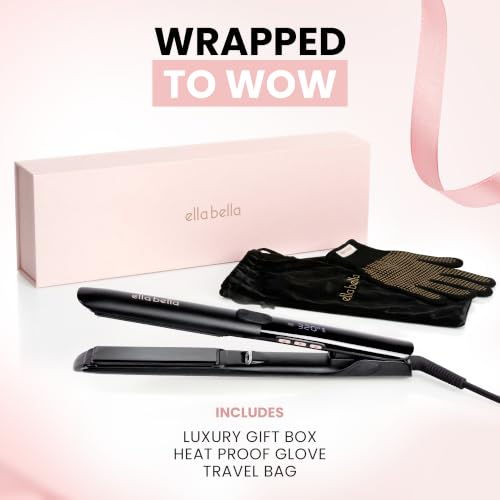 Ella Bella Titanium Flat Iron Hair Straightener with Infrared, Black, 1 Inch Plate